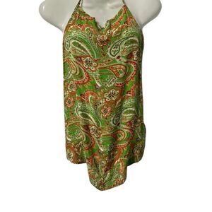 Natural Life Green Paisley Halter Top Size Small